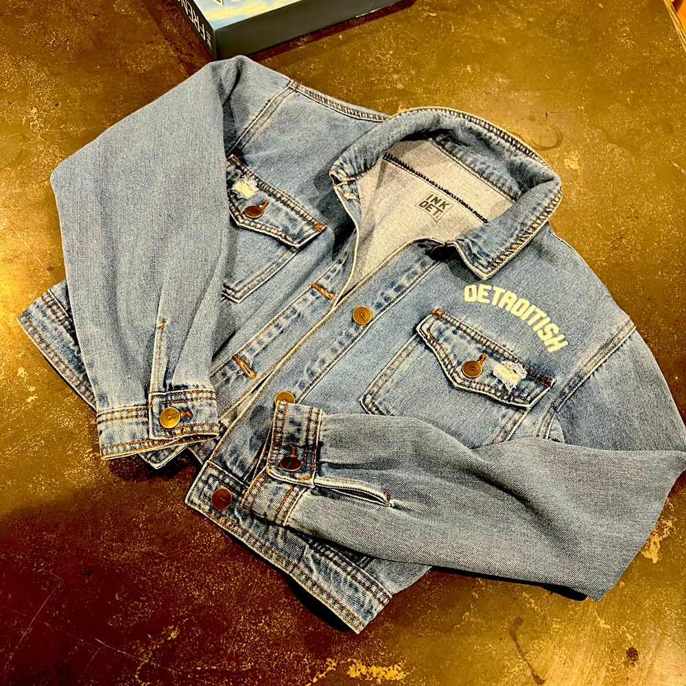 Super cute, cropped Jean jacket size by ink, Detroit